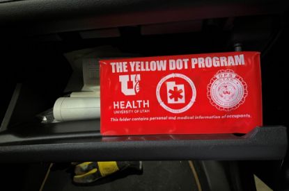 Yellow dot packet placed in glove box